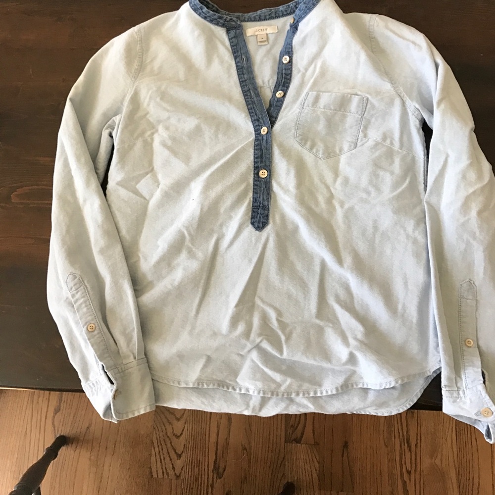 J. Crew Factory Light Blue Henley Top